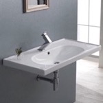 CeraStyle 043300-U Rectangular White Ceramic Wall Mounted or Drop In Bathroom Sink